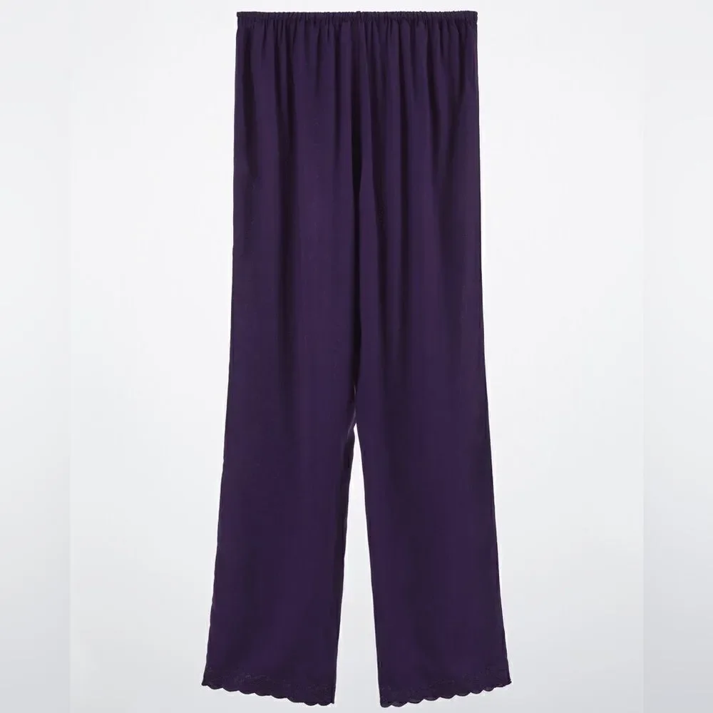 Zara STRAIGHT LEG EMBROIDERED PANTS Linen Blend